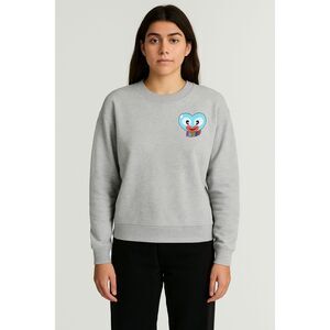 BIMBA Y LOLA Heart Graphic‎ Crewneck Sweatshirt Grey XS